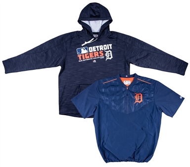 Justin Verlander Game Worn Detroit Tigers Sweatshirt and Warm Up Jacket Lot of (2) (MEARS)